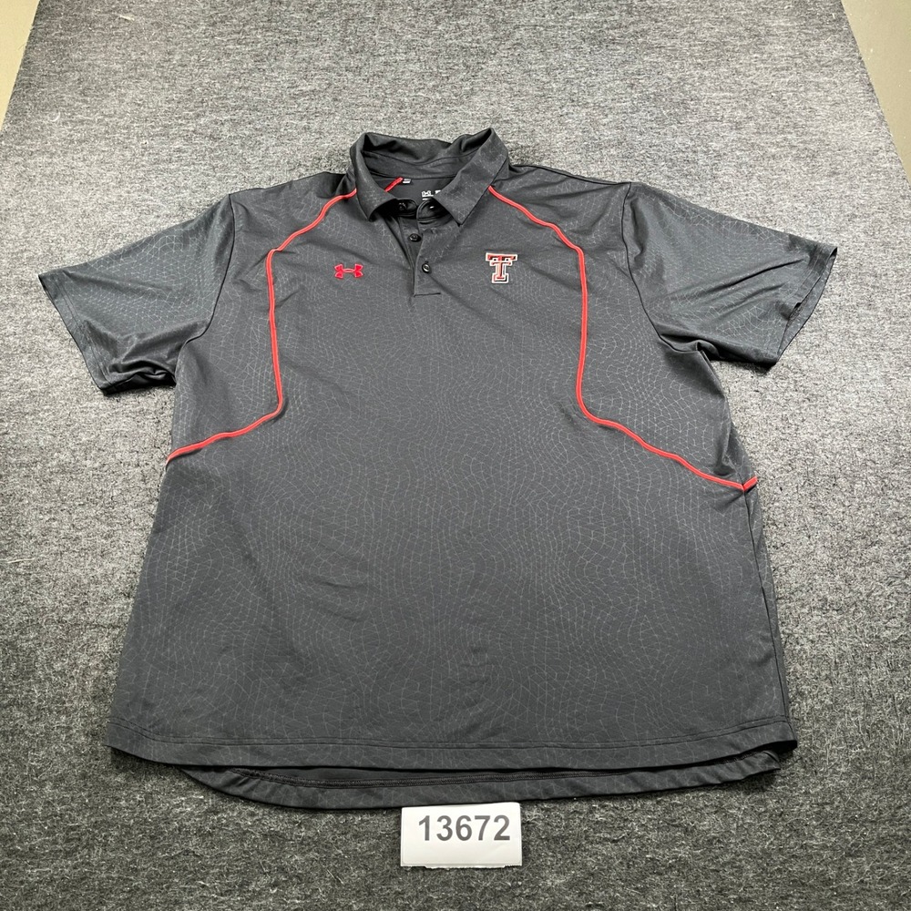 Texas Tech Red Raiders Polo Shirt Mens 3XL Black Red Under Armour NCAA Loose Fit